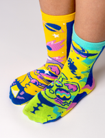 Lunar & Tick Outer Space Cats Non-Slip Grip Socks for Kids