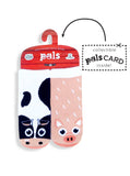 Cow & Pig Mismatched Non-Slip Kids Socks: KIDS LARGE