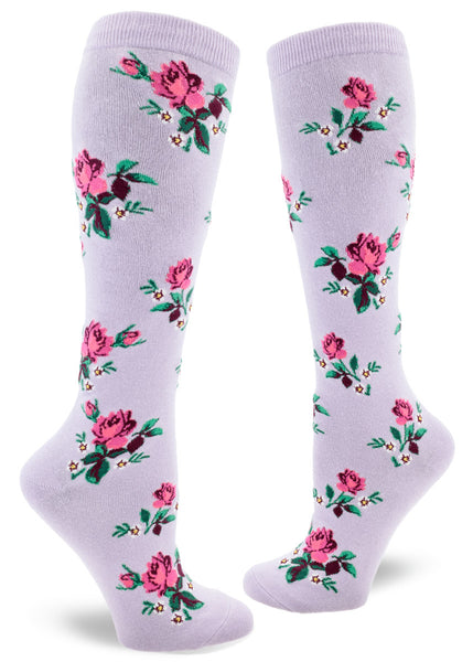 Pink Rose Knee High Sock