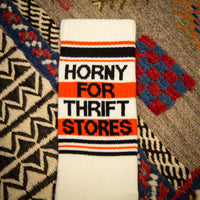 Horny For Thrift Stores Unisex Gym Crew Socks