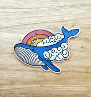 Rainbow Whale in the Clouds Sticker