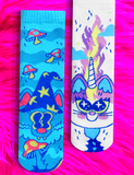 Abra & Catabra Magical Mismatched Cats Socks for Adults