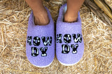 Cow Print "Howdy" Slippers