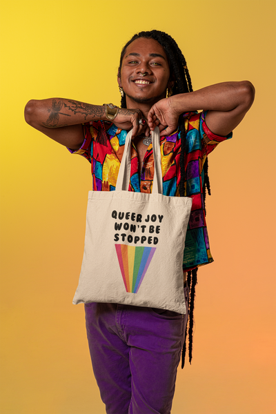Queer Joy Won't Be Stopped LGBTQ+ Pride Tote Bag