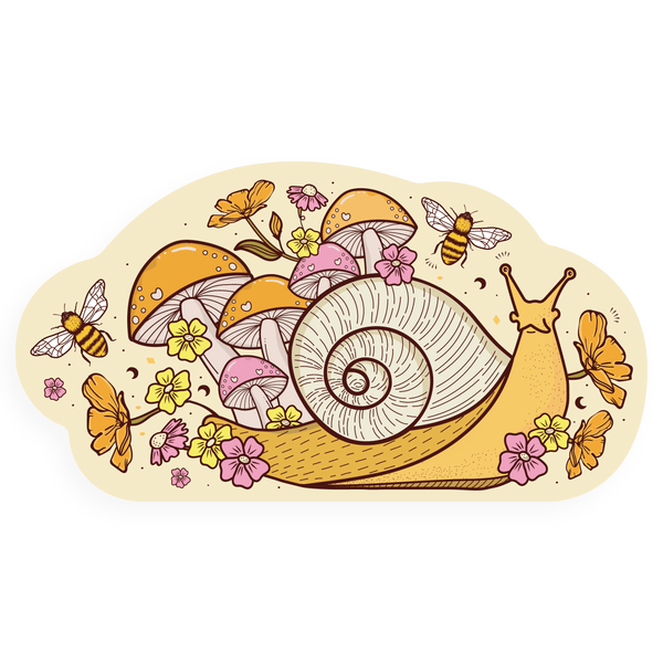 Whimsical Floral Snail Sticker