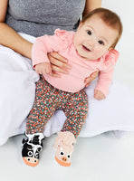 Calf & Piglet Mismatched Non-Slip Baby Booties: 12-18 Months