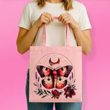 Mystic Floral Moth Canvas Tote Bag