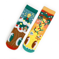 Christmas Trees Piney & Coco - Mismatched Non-Slip Kid Socks: KIDS SMALL