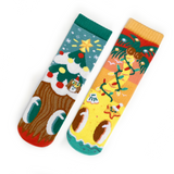 Christmas Trees Piney & Coco - Mismatched Non-Slip Kid Socks: KIDS SMALL