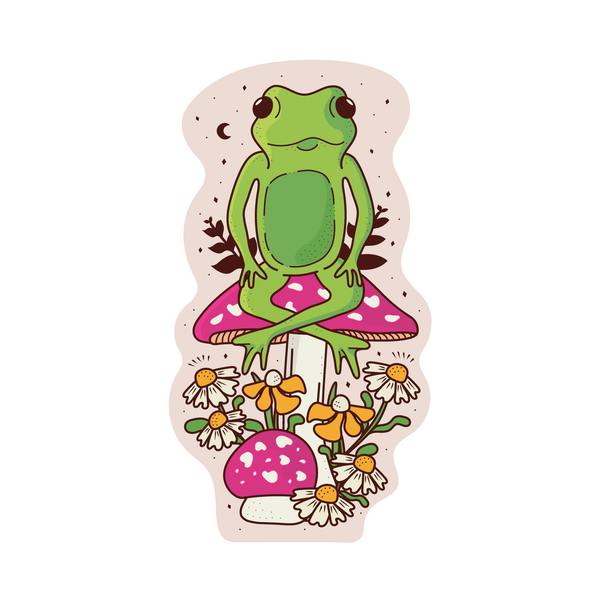 Floral Froggy & Fungi Sticker