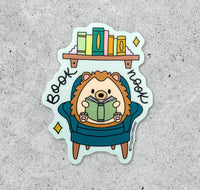 Book Nook Hedgehog Vinyl Sticker