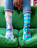 Abra & Catabra Magical Mismatched Cats Socks for Adults