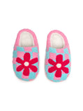 Kid’s Checker & Red Flower Slippers