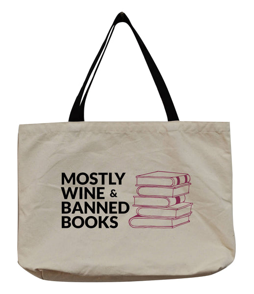 Wine & Banned Books Tote Bag
