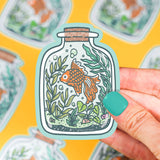 Aquatic Goldfish Terrarium Jar Day Vinyl Sticker