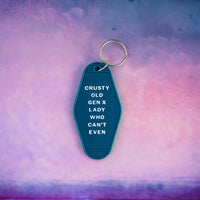 Crusty Old Gen X Lady Who Can't Even Motel Keychain in Blue
