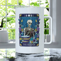 The Reader Skeleton Tarot Card Insulated Travel Mug