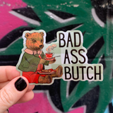 Badass Butch Lesbian Teddy Bear Vinyl Sticker