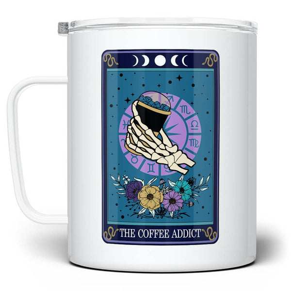 The Coffee Addict Tarot Card Insulated Travel Mug