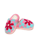 Kid’s Checker & Red Flower Slippers