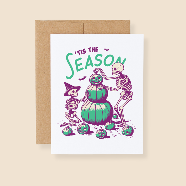 Tis the Season Skeleton Halloween Greeting Card