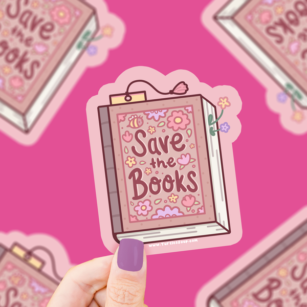Save the Books, Cute, Reader, Bookish, Vinyl Sticker