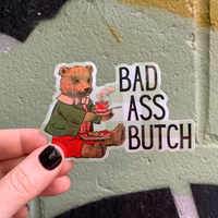 Badass Butch Lesbian Teddy Bear Vinyl Sticker