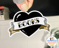 Book Heart Sticker, 3" Waterproof Decal for Valentine's Day
