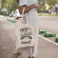 Cats Books Social Justice Tote Bag