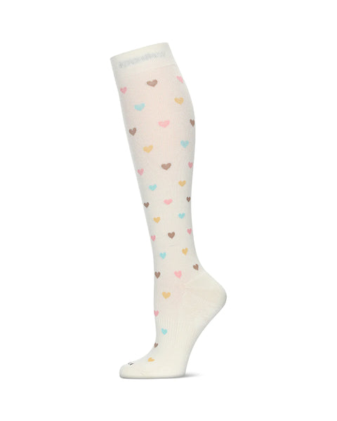 Multicolor Hearts Bamboo Graduated Compression Knee High Sock
