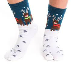 V-Toe Split Toe Novelty Socks Reindeer Big Toe Tabi
