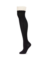 Lace Top Quatrefoil Cable Knit Over The Knee Sock