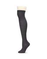 Lace Top Quatrefoil Cable Knit Over The Knee Sock