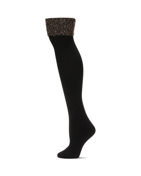 Big Marled Rib Fleece Lined Plush Over The Knee Socks