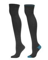 Tipped Rib Cashmere Blend Over the Knee Warm Sock 2-Pack
