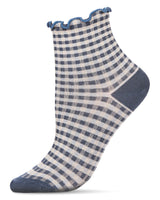 Gingham Cotton Blend Ruffle Cuff Anklet