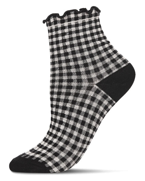 Gingham Cotton Blend Ruffle Cuff Anklet