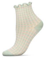 Gingham Cotton Blend Ruffle Cuff Anklet