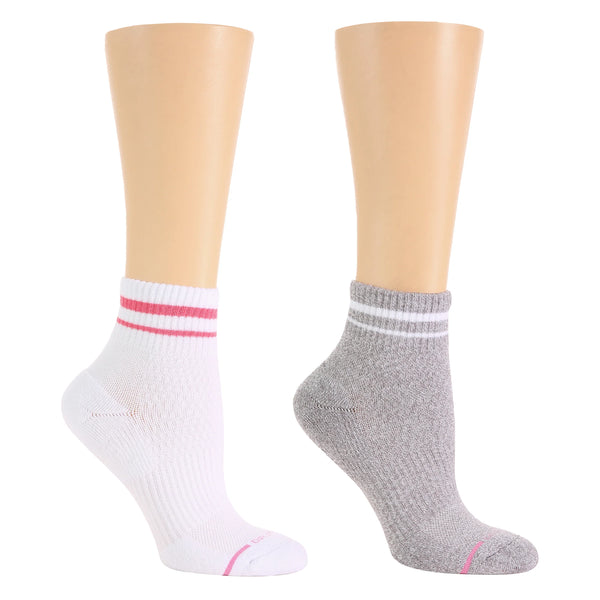 Varied Varsity Ribbed Cuff Quarter Crew Compression Socks 2-Pack