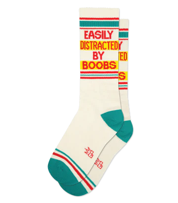 Easily Distracted By Boobs Unisex Gym Crew Socks
