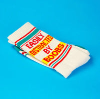 Easily Distracted By Boobs Unisex Gym Crew Socks