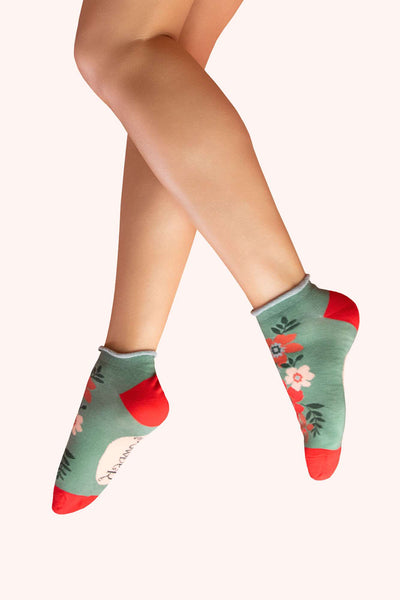 Floral Spray Bamboo Ankle Sock