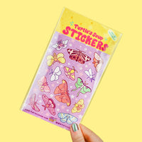 Moonlit Moths Glitter Vinyl Sticker Sheet