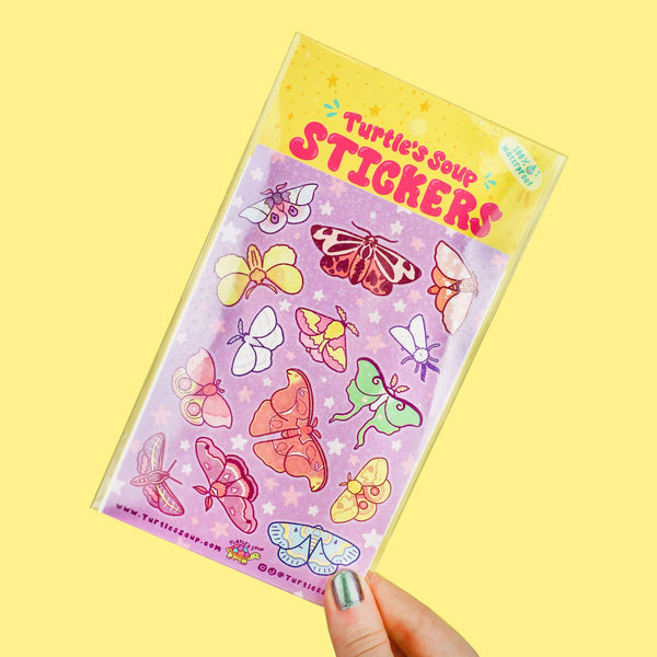 Moonlit Moths Glitter Vinyl Sticker Sheet