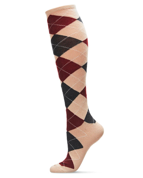 Soft Argyle Shades Cashmere Blend Knee High