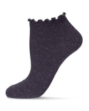 Sparkle Rib Scalloped Cuff Low Cut Socks