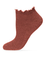 Sparkle Rib Scalloped Cuff Low Cut Socks