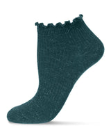 Sparkle Rib Scalloped Cuff Low Cut Socks