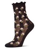 Ditsy Floral Cotton-Rich Mini-Net Ruffle-Edge Ankle Sock
