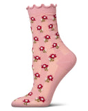 Ditsy Floral Cotton-Rich Mini-Net Ruffle-Edge Ankle Sock